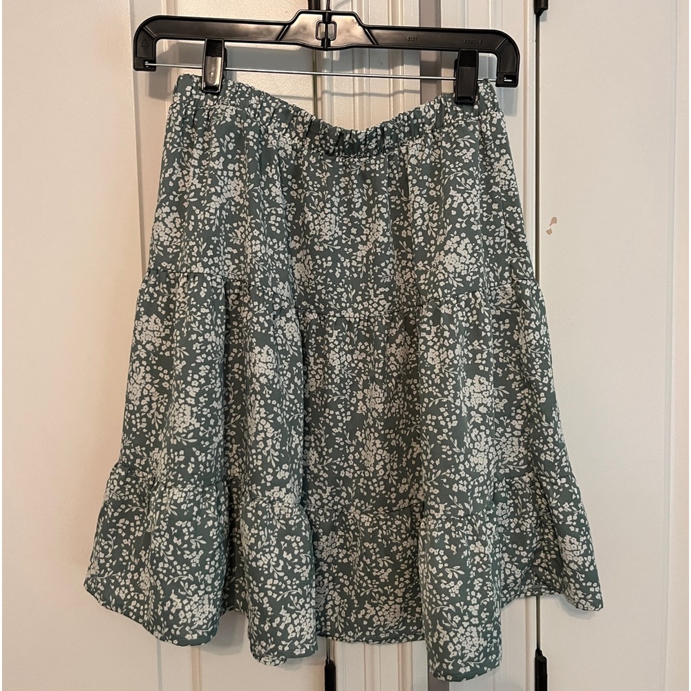 Green floral skirt